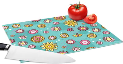 Glazen Snijplank - 28x20 - Bloemen - Vlinders - Patronen - Snijplanken Glas