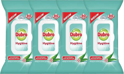 4 x Dubro Vochtige doekjes Hygiëne - Eucalyptus geur - 4 x 80 doekjes