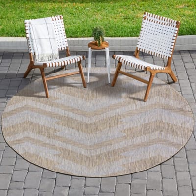 Muratap Uni binnen en buiten rond vloerkleed solid outdoor laagpolig tapijt 120 cm rond