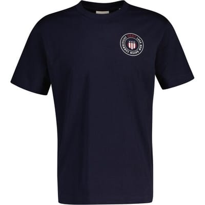 Gant T-Shirt Circle Chest Graphic Short Sleeve Crew Neck Avond Blauw / male