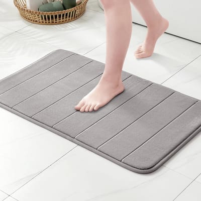 Antislip Badmat van Traagschuim - Zacht, Absorberend en Wasbaar - 50 x 80 cm - Grijs