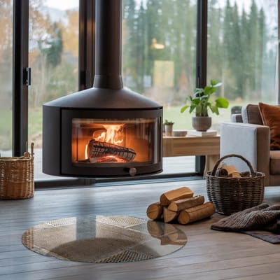 Coloray Vloerplaat Houtkachel - Onderplaat Kachel - 80 cm x 80 cm - Houtkachel Vloerplaat - Beige Vloerplaat Kachel - Vloerplaat Voor Kachel - Vloerplaat voor Houtkachel - Vloerplaat Open Haard - Plaat Kachel