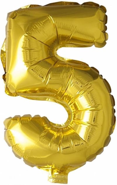 Finnacle - Feestelijke Folieballon - 40cm - Goud - Cijfer 5 - Voor een onvergetelijke verjaardag