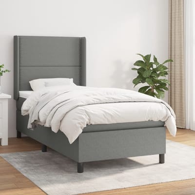 vidaXL - Boxspring - met - matras - stof - donkergrijs - 100x200 - cm