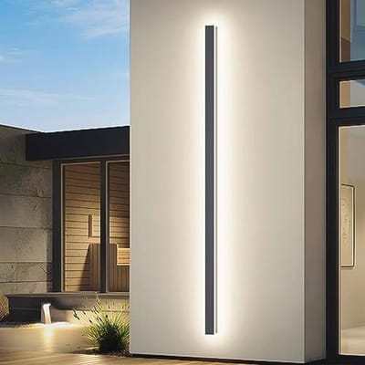 K-Bright 45 W lange wandlamp villa wandlamp antraciet buitenwandlampen waterdicht IP65 buiten LED wandlamp voor tuin, terras, slaapkamer woonkamer binnen wandlamp, 150 cm, 4000 K