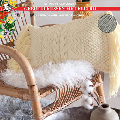 Breipakket gevilt kussen met Feltro-garen model 5 van Lana Grossa Strick & Filz nr. 14-lightgrey