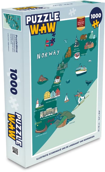 Puzzel Illustratie Scandinavië van de landkaart van Noorwegen - Legpuzzel - Puzzel 1000 stukjes volwassenen