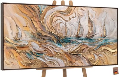Canvas schilderij handgeschilderd time waves abstract – YS-Art Gallery – Luxe wanddecoratie voor woonkamer – Modern schilderij voor slaapkamer en hal