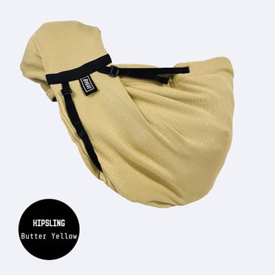 ByKay Hipsling - Heupdrager - Asymmetrische babydrager op één schouder - Voor Newborn tm 15kg - Buik- en Heupdragend - Butter Yellow