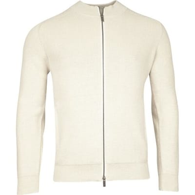 Thomas Maine Vest Full Zip Merino Linnen Half Cardigan Knit Ecru / male