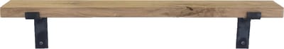 GoudmetHout® Wandplank Industrieel - 80 x 10 cm Muurplank - Eiken Hout - Decoratie Wandrek & Boekenrek - Hangplank Keuken - Wall Shelf + 2 Plankdragers van Ruw Staal