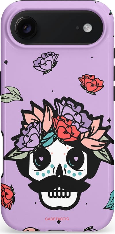 Casetastic hoesje geschikt voor Apple iPhone Air - MagSafe - Dubbellaagse bescherming - Schedel Snor - Fashion Case - Lila Zwart