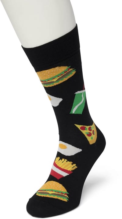 Bonnie Doon Heren Sokken met Fastfood Print maat 40/46 Donker Grijs - Thema Sokken - Fast Food - Cadeau Sokken - Word je Happy en vrolijk van - Zacht Katoen met Gladde Teennaad - Comfortabel - Perfect Cadeau - Anthracite - BT992109.118