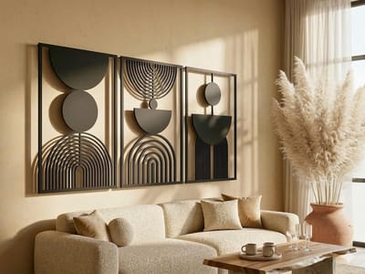 Wanddecoratie Boho Stijl, Houten Wandbeeld, 3D Wanddecoratie voor Thuis, Moderne Beelden voor Huis Kantoor Slaapkamer, Woonkamer - 90x45 cm