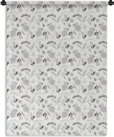 Wandkleed - Wanddoek - Konijnen - Patronen - Lente - 150x200 cm - Wandtapijt