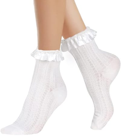 Dailygoods- Klederdrachtsokken Ruches - Elegante Danssokken - Kanten Sokken - Enkelsokken - Ademend - Comfortabel Textiel