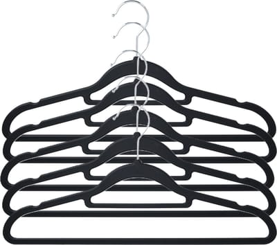 Storage Solutions Kledinghangers anti-slip - 20x - kunststof - met broekstang - zwart