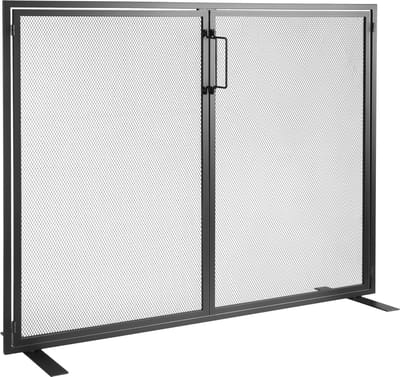 Haardscherm, 1 Paneel Met Deur, Stevige Vonkenvanger Van Ijzergaas, 990 X 780 Mm, Vrijstaande Haardafscheiding Voor Woonkamer, Moderne Woondecoratie
