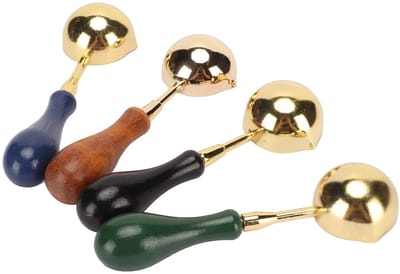 Dailygoods- Waxlepel 4 Stuks - Houten Handvat - Koperen Lepelkop - Afdichting voor Zegellak - Perfect voor Creatieve Projecten - Duurzaam Ontwerp - Zegellaklepel