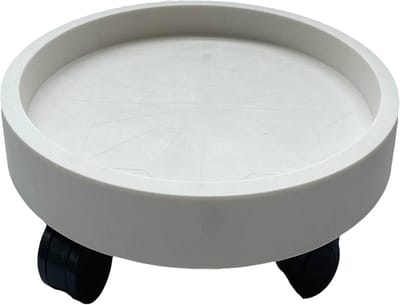 Verwijderbare Ronde Bloempot met Wielen - Draaibare Plantstand voor Balkon, Wateropvangbak, Kunststof Materiaal, 30 cm