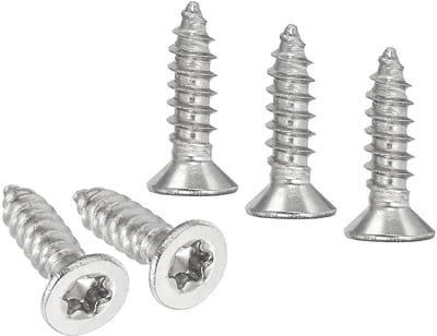 Torx platte kopschroeven M3 x 12 mm van 304 roestvrij staal, zelftappend, voor hout en meubels, 100 stuks, zilverkleurig en volledig schroefdraad