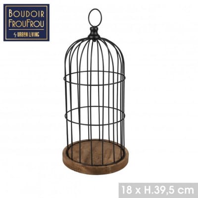 "BOUDOIR FROUFROU" Decoratieve kooi van hout en metaal Ø18 x H39,5 cm