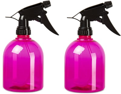 Plasticforte Plantenspuit - 2x - 500 ml - transparant roze - verstuiver - 18 cm - kunststof