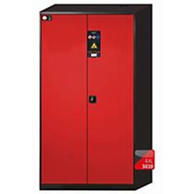 asecos CS-CLASSIC-F chemische opslagkast, scharnierende deuren, frontale verkeersrood, B 1055 x D 520 x H 1950 mm