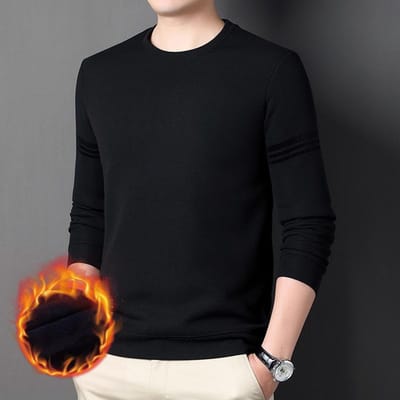 Herfst en Winter Velvet Heren Nieuwe Jeugd Sweatshirt Modieus Lange Mouw Ronde Hals T-shirt XXXXL black