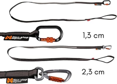 Hondenriem Elastisch - Bungee Lijn - Wandelen Fietsen - Schokdempend Ontwerp - 2 Meter 13mm - Zwart Grijs