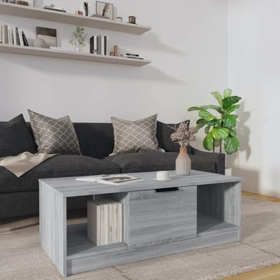 vidaXL - Salontafel - 102x50x36 - cm - bewerkt - hout - grijs - sonoma - eikenkleurig