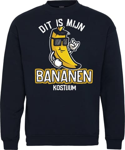 Sweater Bananen Kostuum | Carnavalskleding dames kinderen heren | Carnaval | Foute Party | Navy | maat 104/116