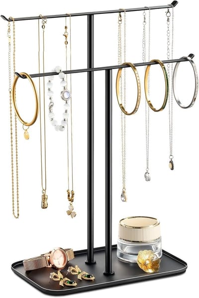 Sieradenhouder voor Kettingen en Armbanden, Metalen Display Stand, Perfecte Cadeau voor Vrouwen, Ideaal voor Thuis, Slaapkamer of Kaptafel, Zwart