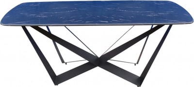 OHNO - Gouda Eettafel - Zwart, Blauw - Marmerlook - Metalen onderstel