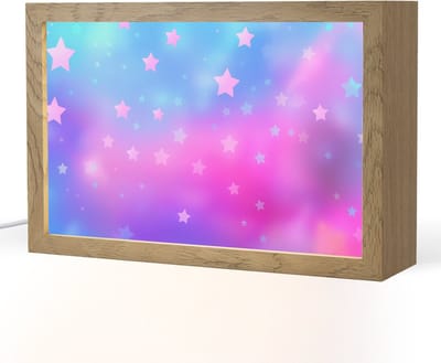Nachtlampje 30x20 cm - Kinder lampje - Sterren - Roze - Blauw - Tafellamp kinderkamer - Slaapkamer lamp - Bedlamp kinderen - Kinderlampje stopcontact - Wandlamp babykamer - Nachtlampjes