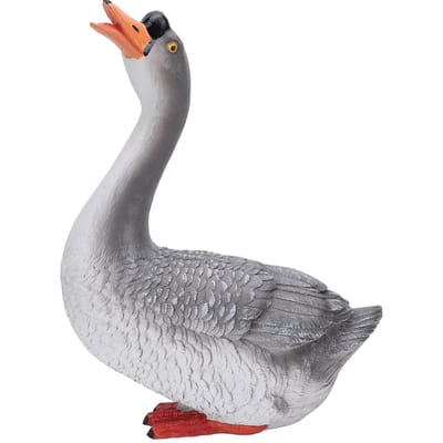 Ganzenbeeld Figurine Hars Grijze Gans Boerderijdier Sculptuur Desktop Ornament voor Huis Tuin Patio gray