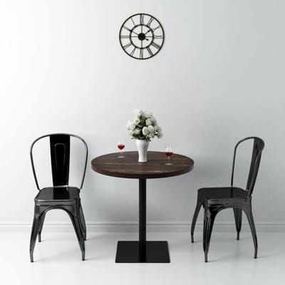 Eettafel Rond - Keukentafel Bistrotafel - Gezellig Tafelen - Eenvoudige Montage - 80 x 75 cm - Donker Essenhout