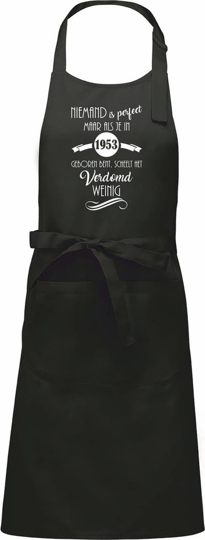 mijncadeautje - luxe keuken- barbecueschort - Niemand is perfect - 1953 - chique grijs