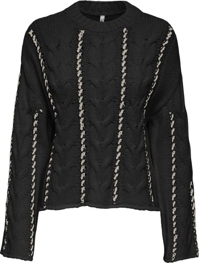 ONLY CARMAKOMA - CARTESSA CABEL STITCH LS O-NECK KNT - Dames - Gebreide truien