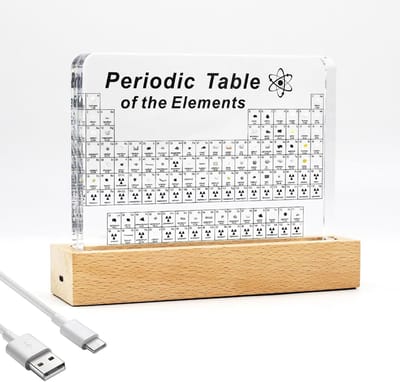 Periodiek Systeem Display - Elementen Leerbox - Natuurkunde Onderwijs - 83 Echte Elementen - 20x4x22 cm - Transparant