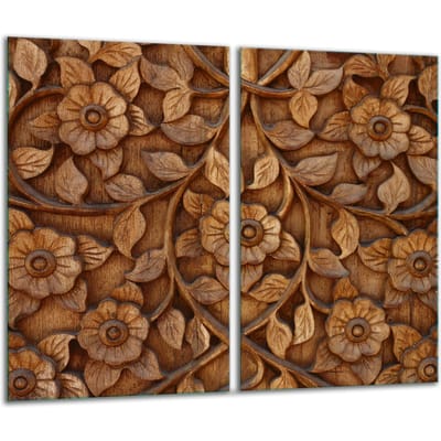 TMK ArtDeko - Snijplank Glas - 30x52cm - Houtmotief - Voor Inductiekookplaten