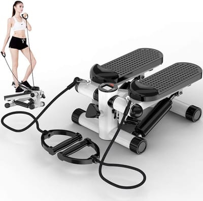 Mini Hometrainer - Pedaal Trainer - Indoor Fitness - Met Power Ropes - Compact Ontwerp - Zwart