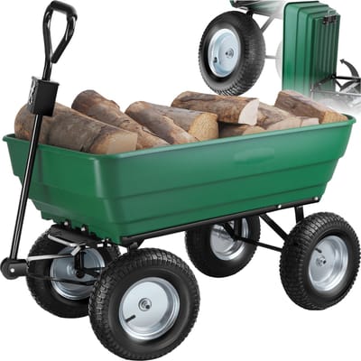 tectake® Transportkar Tummi met luchtbanden - Draagkracht 300kg - Tuinwagen met kantelfunctie