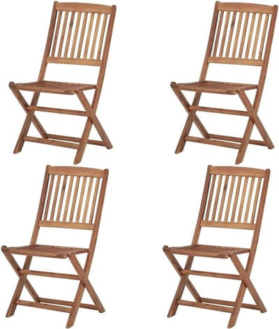 Inklapbare tuinstoelen - Houten stoelen - Buiten eten - Massief acaciahout - Set van 4 - Bruin