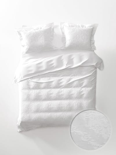 Yellow Babet Dekbedovertrek - Eenpersoons - 140x200/220 cm - White