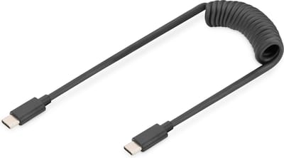Digitus AK-300431-006-S USB-C Adapter [1x USB-C - 1x USB-C] Zwart Spiraalkabel 1 m