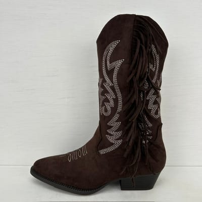 Suèdine cowboylaarzen met franjes en gaaf design bruin Bruin / 36