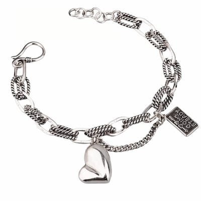 Armband-Gloria-Hart-Schakels-Zilver 17 cm - Charme Bijoux