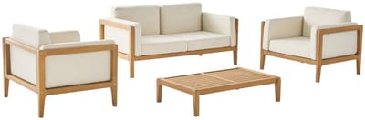 sweeek - Loungeset 4 zitplaatsen en tafeltje hout voor buiten - oruni
