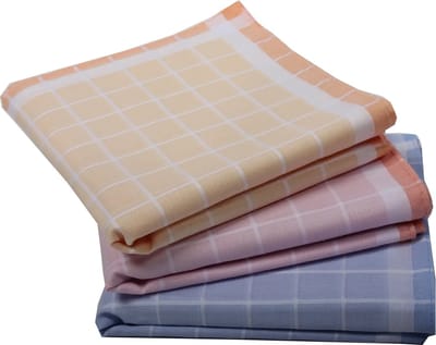 12 stuks Dames zakdoeken Ruit - Katoenen stoffen zakdoeken - blauw/roze/geel / 35x35